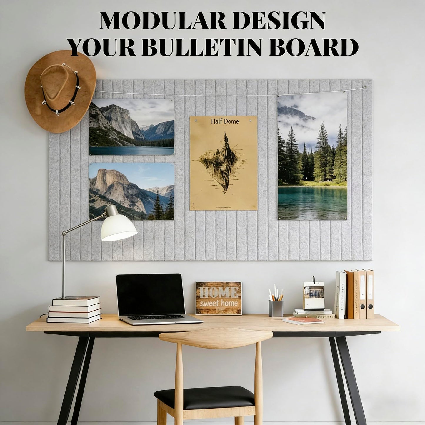 Slat Felt Wall Tiles (12 Pack) - 11.8"x11.8" Self-Adhesive Bulletin Board for Wall, Acoustic Panels for Sound Dampening, Modern Black Pin Board, Home Office Decor (30x30cm)