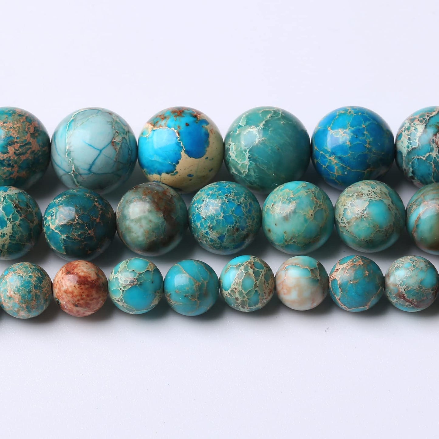 60PCS 6MM Natural Blue Imperial Jasper Stone Beads Round Shape Suitable for Jewelry DIY Bracelet 15 Inches