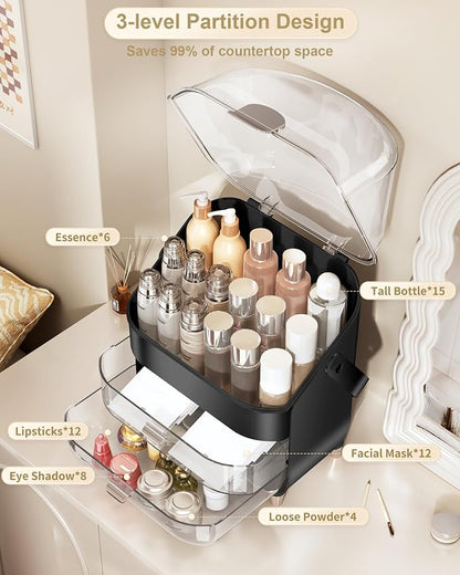 Anylady Makeup Organizer Countertop, Skincare Holder Bathroom Counter Organizer, Storage Box Cosmetic Display Cases, Teen Girl Gifts Make up Organizers for Vanity, Dresser