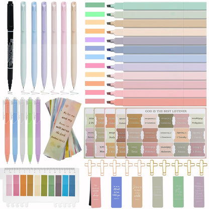 HRFGWDD Bible Study Supplies Kit for Women 76PCS Bible Journaling Kit with Bible Tabs for Women,Bible Highlighters and Pens, Bookmark, Stationary Gift Set for Christian Girls