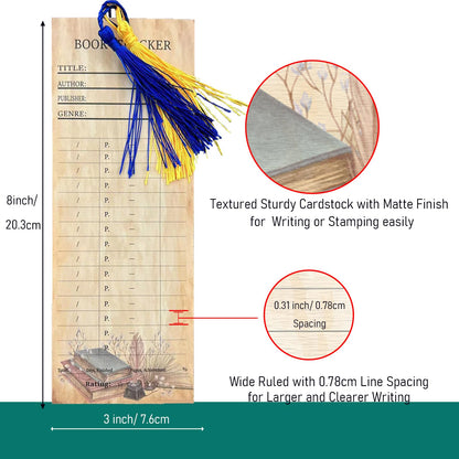 Book Tracker Bookmark Reading Log Journal 30-Day Habit Record Cardstock, 30PCS Cards with Tassel Creative Reading Accessories for Book Lover Reader Student Teacher