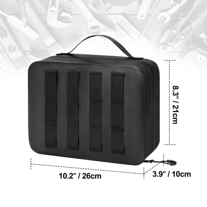 GRAOSO Water-resistant Utility Pouch, Multi-Purpose Tool Bag for Electronic, First Aid, Durable Leather Thermocompression Design, with Removable Binder and Divider, Black