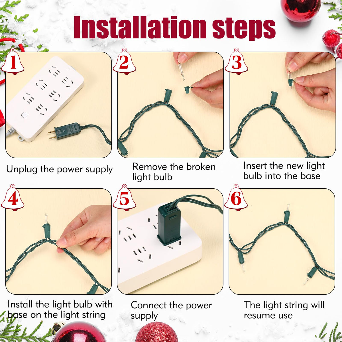 Mudder Indoor String Lights 100 Count Warm White Replacement Bulbs 3.5V*0.12A for Christmas Indoor/Outdoor Decor