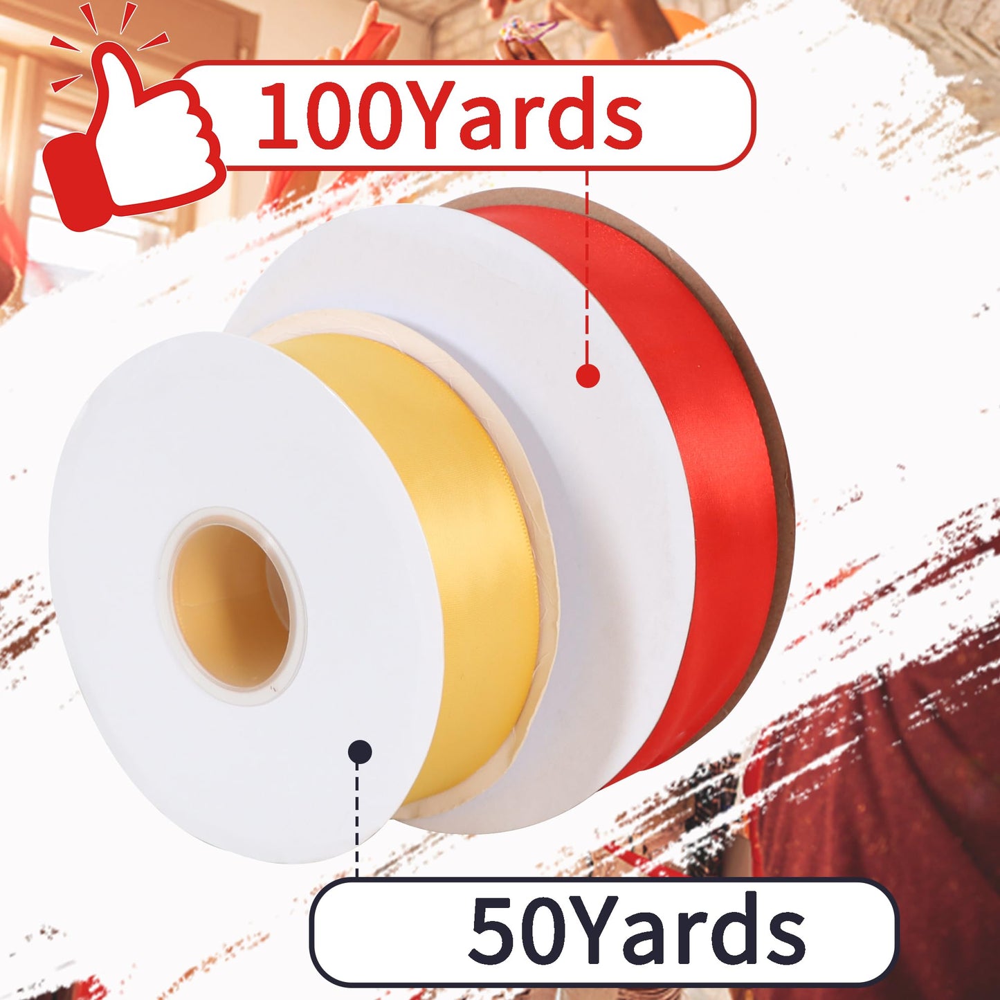 TONIFUL 100 Yards White Ribbon 1-1/2 Inch - Solid White Wide Satin Ribbon for Eternal Flower Bouquet Gift Wrapping Graduation Leis Wedding Chair Sash Valentine's Day Christmas Decorations Halloween