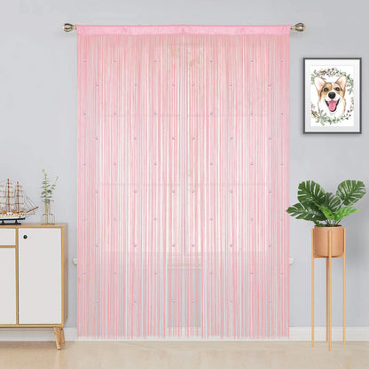 YIIBAII Beaded Curtain Beaded Curtains for Doorways Crystals Suitable for Interior Decoration and Partitions Hippy Closet Curtains (Pink, 39"x79")