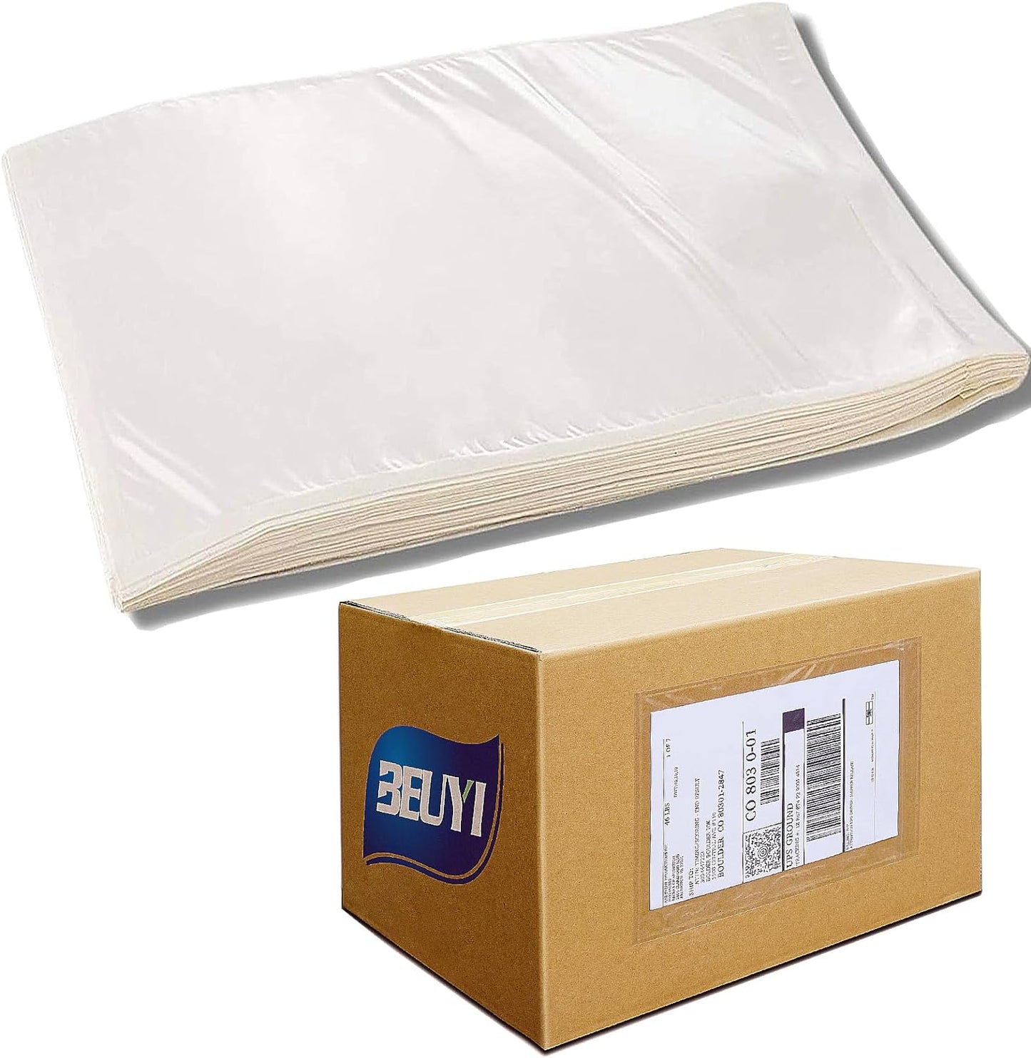 BEUYI 2.5 Mil Premium 7"x10" Clear Adhesive Shipping Label Pouches, Packing List Envelopes, Sturdy Plastic Shipping Documents Sleeves/Protector (100 Pack)