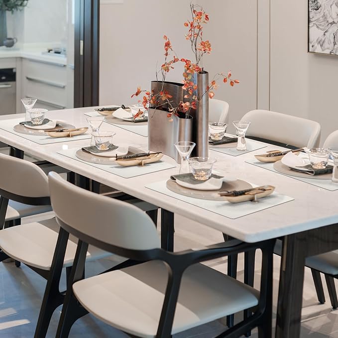 Maxpearl Faux Leather Placemats Set of 4, Waterproof - Wipe Clean - Heat Resistant - Anti Slip Dining Table Place Mats, Suitable for Indoor & Outdoor Use, 17’’×12’’, Ivory White