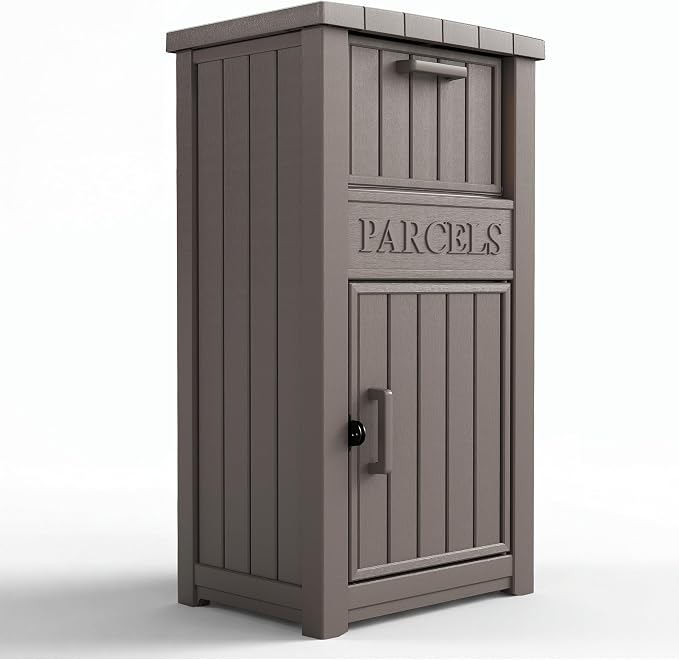Package Delivery Box for Outside, Large Lockable & Weatherproof Anti-Theft Large Parcel Drop Box for Porch, Curbside, House Storage, Charcoal Gray(60 Gallon)