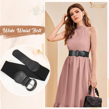 JASGOOD Women Stretchy Wide Waist Belt for Dress Ladies Vintage Elastic Belt