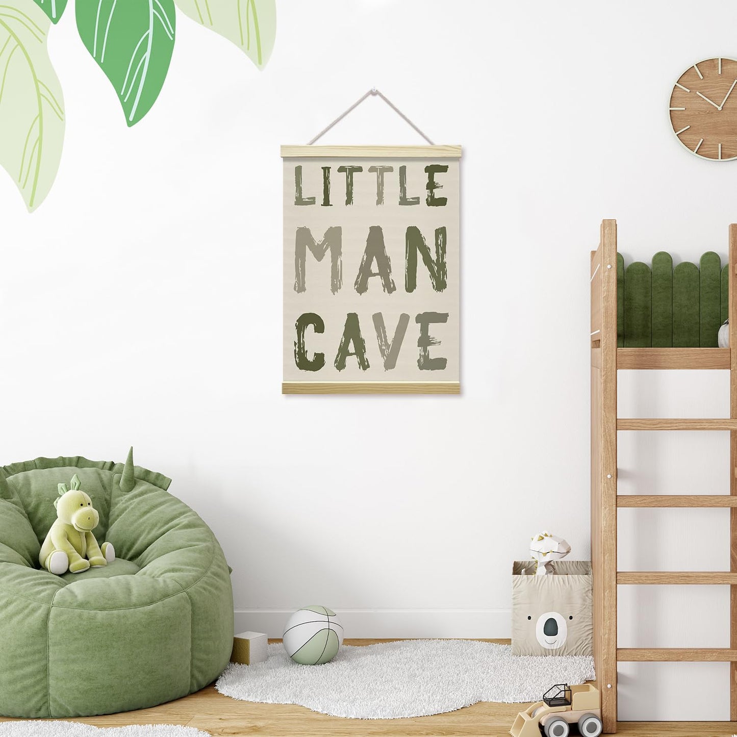 mermermu Little Man Cave Poster Hanger Frame, Green Posters Canvas Wall Art for Toddlers Boys Room Bedroom Playroom Nursery Decor, 12x16 Inches -013