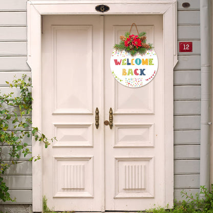 Jetec Sublimation 12 Inch DIY Door Decor Sublimation Blank Wooden Hanger Welcome Wreaths Circle Unfinished Blank Sign Door Hanger Ornament Blanks Decorative Sign, Garden, Yard