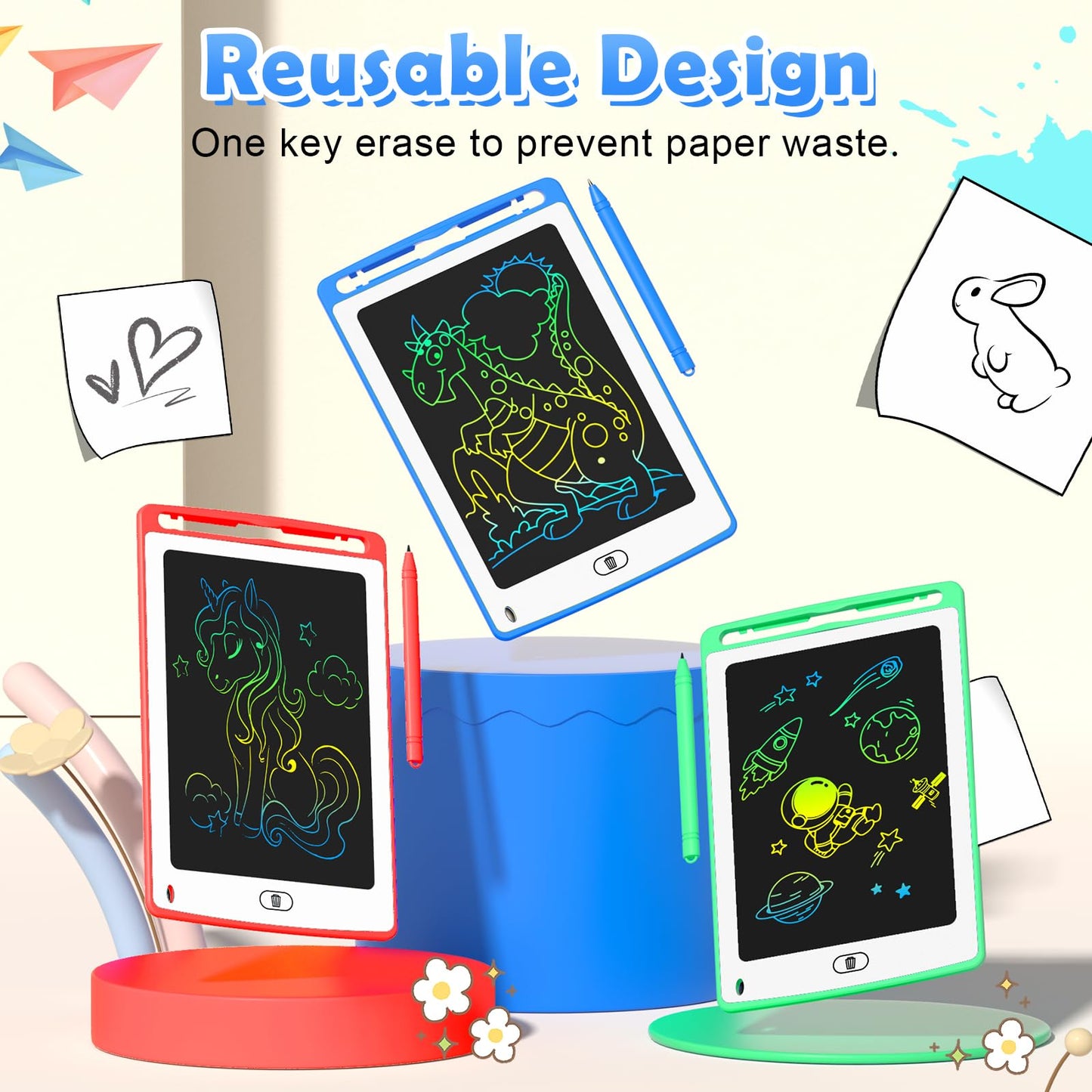 LCD Writing Tablet for Kids, 8.5 Inch Colorful Doodle Board Drawing Tablet, Educational Learning Toys Birthday Gifts for Kids Age 3 4 5 6 7 8 (18 Pack)