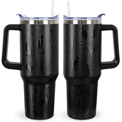 sxmluedn Black Cat Gifts Goth Gift Gothic Halloween Tumbler 40 Oz 3d-Printed Cats Cup For Women Men Travel Mug with Handle Lid and Straw