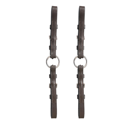 Exion Adjustable Pelham Bit Converter for Horse Bridle – Leather Single Rein Rounding Strap with Double Buckles – English Tack for Jumping & Training – Stainless Steel Hardware – Black & Brown