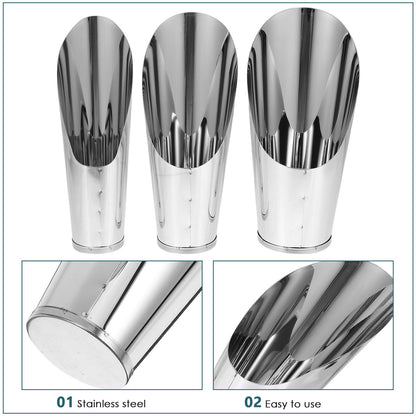 OATIPHO 3pcs Stainless Steel Soil Scoop Set Garden Bucket Shovels for Bonsai Succulents Planting Gardening Hand Tools with Large Medium Small Cups