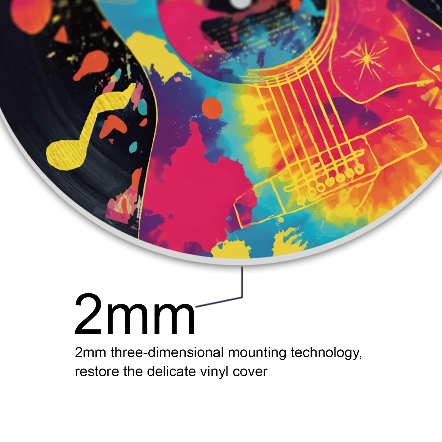 DOODLREAM 4PCS Graffiti Guitar Daisy Vinyl Record Wall Decor 12" Hippy Peace Sign Bus Wall Art Posters for Room Aesthetic, Retro Record Decorations for Music Party Studio Living Room DIY Craft Project