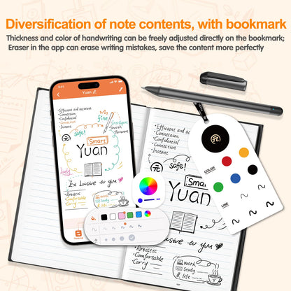 Yuan Digital Sync Pen with Notebook, Smart Writing Set Real time Sync Digitizing for Paper Notes Convert to Text, Smart Pen and Notebook for Note Taking Sync Notes to Phone/Tablet Instantly