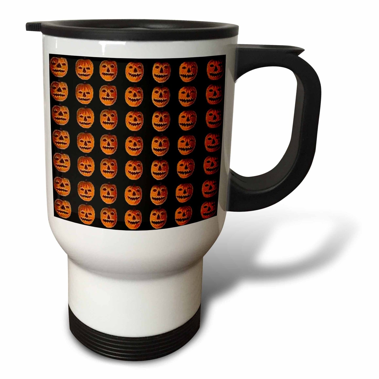3dRose Vintage Halloween Jack O Lanterns Pattern Travel Mug, 14-Ounce