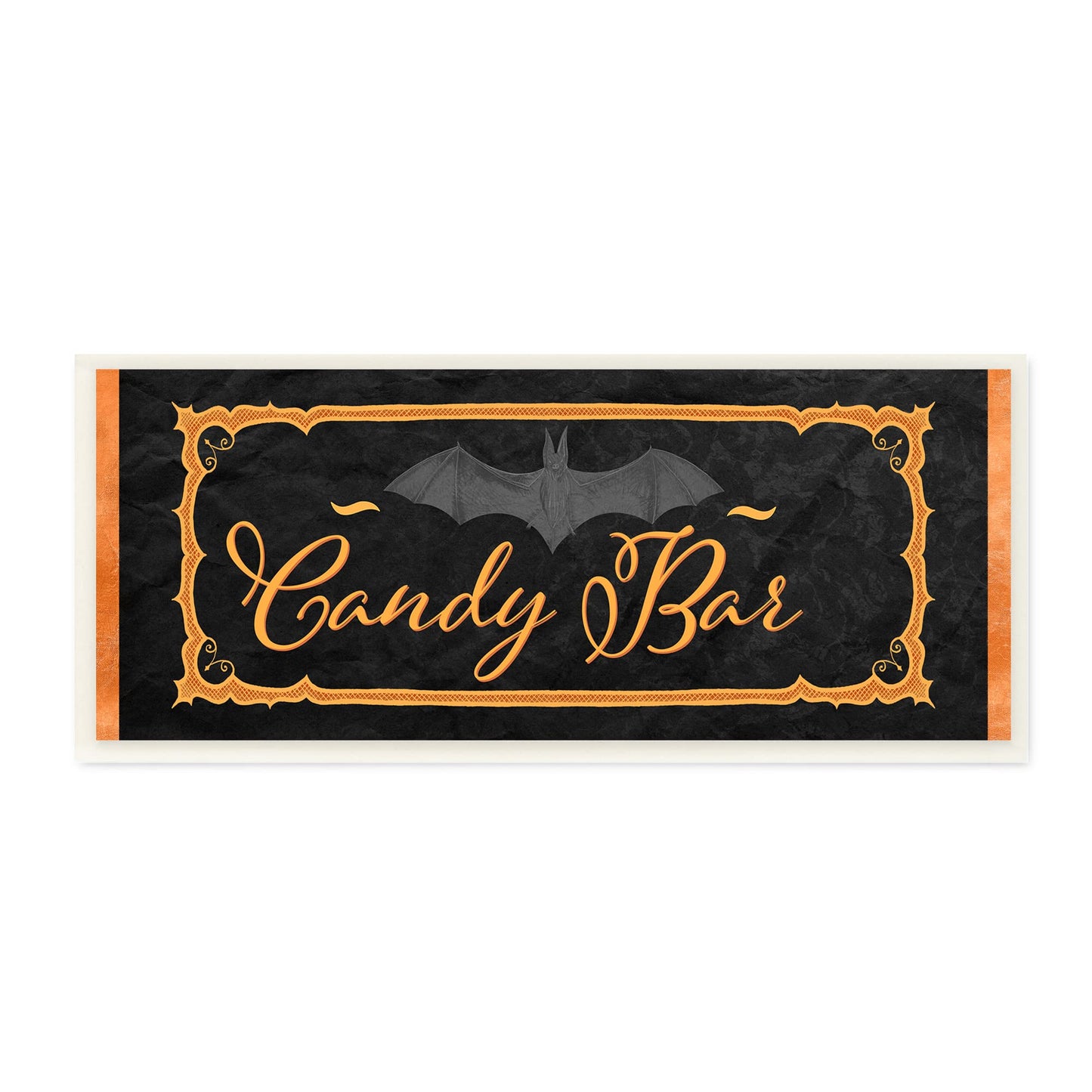'Spooky Candy Bar Sign Halloween Bat Orange'| Wall Plaque Art