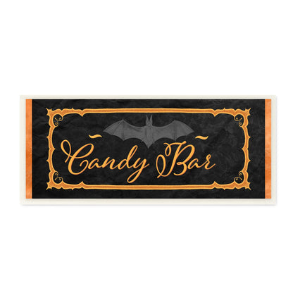 'Spooky Candy Bar Sign Halloween Bat Orange'| Wall Plaque Art