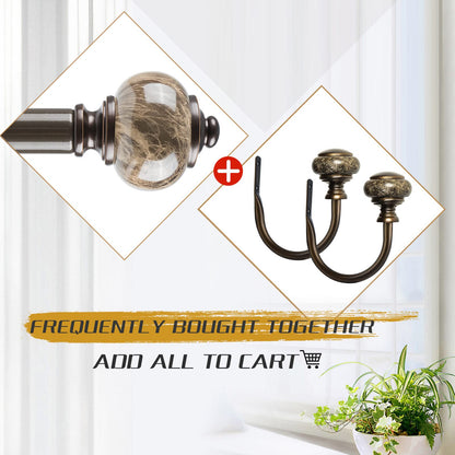KAMANINA Decorative Curtain Holdbacks for Wall, Curtain Tiebacks Hooks with Screws Wall Mounted for Drapes Window Home Decoration, Marbled Finials, Bronze(1 Pair/2 Pack, Small)