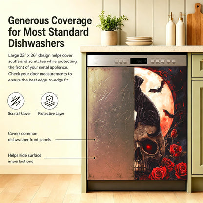 Dishwasher Magnets Decorative Cover Dog, Halloween Magnetic Dishwasher Cover for Fronts Panel, 23x26 Inch Refrigerator Magnet Decal Cover Sticker for Kitchen Decoration