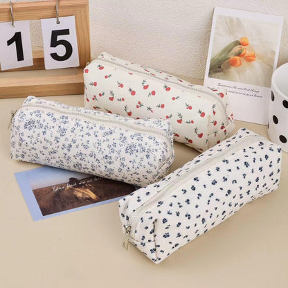 OZAOZ Cute Pencil Case Aesthetic Student Pencil Pouch Coin Pen Pouch Cosmetic Bag Office Stationery Organizer For Kids Teen School (Z-Pink flower)