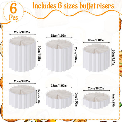 Ovveroche 6 Pcs Buffet Risers Food Display for Buffet Table, Acrylic Foldable Cardboard Cake Stands for Dessert Cake Food Jewelry Parties Birthday Wedding Decoration