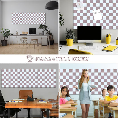 Geyoga 12 Pcs Felt Bulletin Board Tiles for Wall Classroom 12 x 12 Inch Checkered Classroom Wallpaper Backdrop Decor Racing Acoustic Wall Panels Self Adhesive for School Office Home(Brown Plaid)