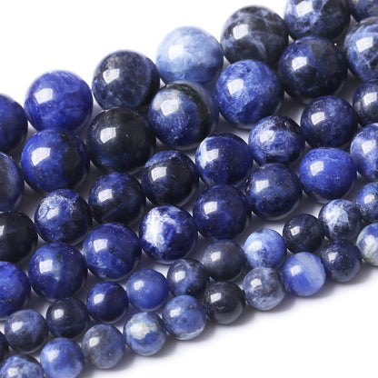60PCS 6MM Natural Bule Sodalite Stone Beads Energy Healing Beads for DIY Jewelry Bracelet Necklace Making for Jewelry Making15Inch