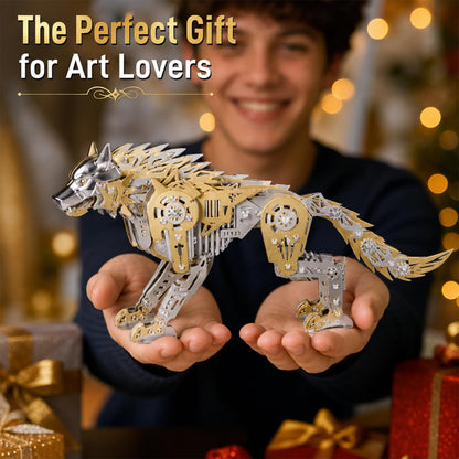 3D Metal Puzzle for Adults,Mechanical Wolf Puzzle Building Set，3D Metal Model Kit, Brain Teaser Puzzles DIY Assembling for Stress Relief - A Collectible Gift for a man (Wolf)