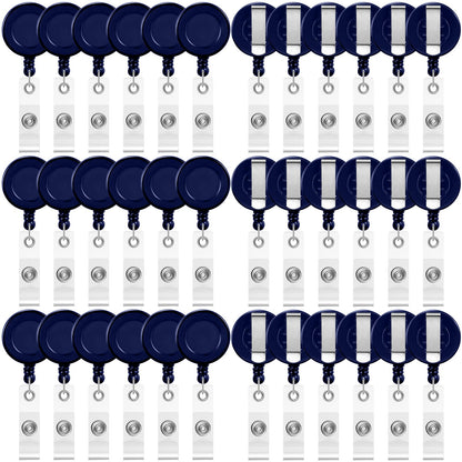 Zonon 100 Pcs Retractable Badge Reel Clips ID Card Holder Reel with Metal Belt Clip for Hanging Cards Key Chains, Name Badge Holders for Nurses Teachers Students (Dark Blue)