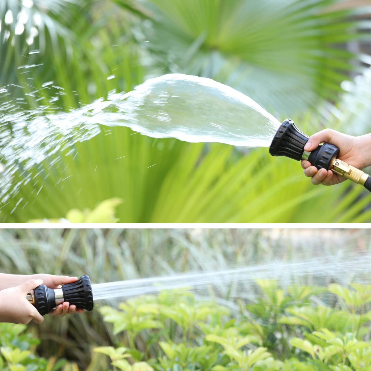 HOSUN Fire Hose Nozzle for Garden Hose, Heavy Duty Fireman Style Garden Hose Nozzles, Leak Proof & Adjustable Water Nozzle High Pressure, Best for Watering Plant & Lawn, Washing Car & Pet (Black)