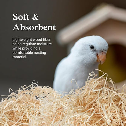 The Habitat Life - Natural Ribbon Cut Excelsior - for Birds, Hamsters, Gerbils, Rats & Other Small Mammals - Soft & Absorbent - Wood Fiber - Dye-Free & Safe - Small - 2 Pack