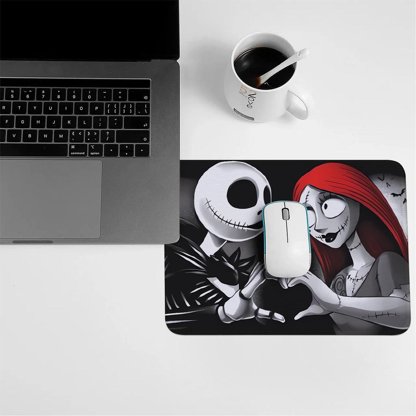 Jack and Sally Gift Carnival Halloween Mouse Pad for Women Girls Movie Mouse Pads for Friend (Jack and Sally Black MP)