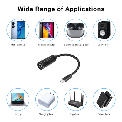 GINTOOYUN PD65W DC5525 to USB-C Charging Cable DC5.5mmx2.5mm Round Female to Type-C Charger Power Adapter Cable for Laptops,Mobile Phones,Tablets, Rechargeables,etc(7Inch)