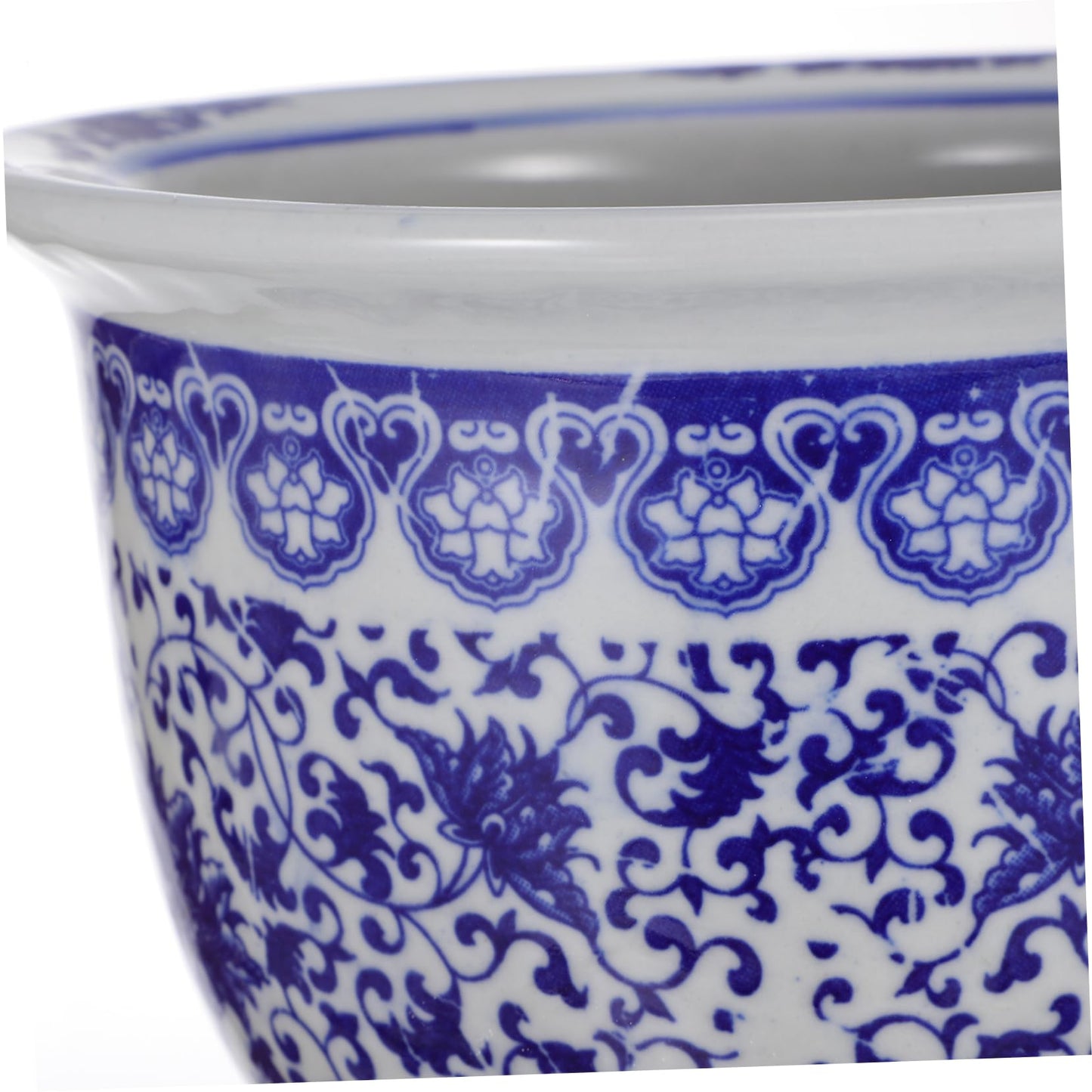 BESPORTBLE Blue and White Porcelain Decorative Flower Pot Ceramic Planter Pot with Drainage Hole and Saucer for Bonsai Plants Flower Aloe Indoor Home Decoration, 6.6 * 4.68in