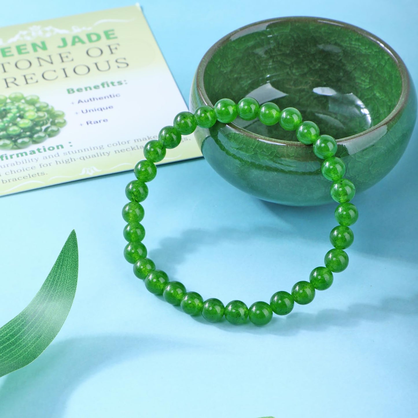 Bymitel 6mm Green Jade - Handmade Reiki Gemstone Stretch Bracelet, Natural Beauty & Spiritual Essence, Crystal Healing for Unisex Adults