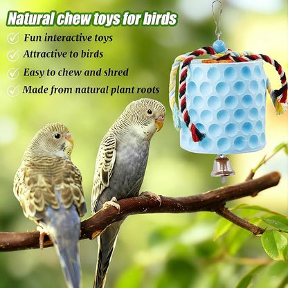 5 Pcs Bird Beak Grinding Calcium Stone, Parrot Cage Perch Stand Platform, Parrot Teething Stone Toy & Foot Claws Trimmer, Bird Chewing Toy for Macaws Parakeets Finches Cockatiel Hamster Rabbit Poultry