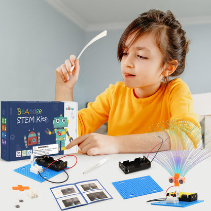 7 Set Bulk STEM Kit Individual Craft Kits for Kids, Science Projects Crafts Group Activity, Light Experiments Circuit Toys, Fun Fiber Optic STEAM Activities for Boys Girls Age 8-13 8-10 8-12 8 10 Year