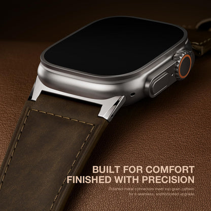 Suitisbest Leather Bands Compatible for Apple Watch Ultra Band 49mm 46mm 45mm 44mm 42mm, Genuine Calfskin Leather Replacement Strap Fits Men iWatch Series 11 10 9 8 7 6 5 4 3, SE 3 2 1, Ultra 3 2 1