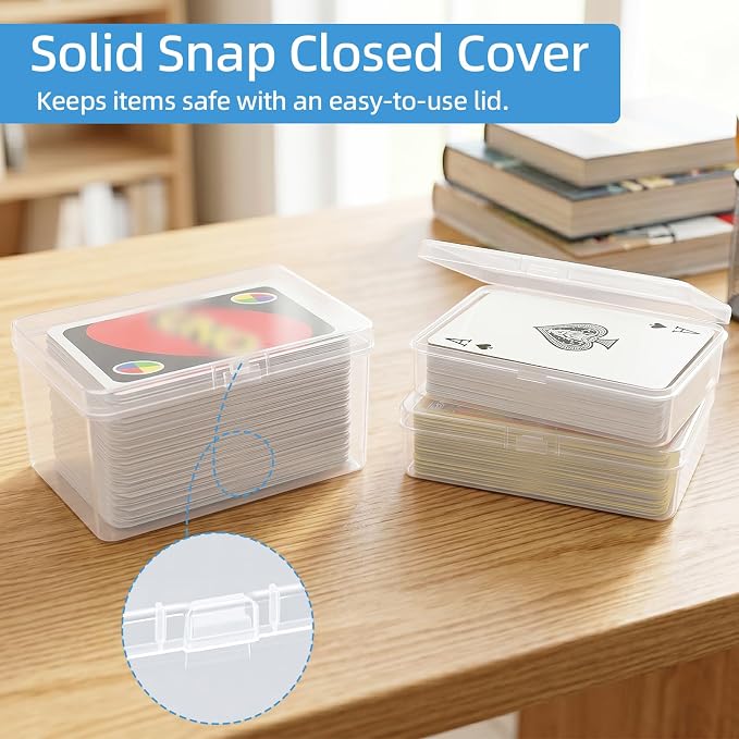neotidy Playing Card Storage Box Set of 6, Clear Plastic Playing Card Cases Organizer with Snap Lid, Mixed Sizes Card Game Storage for UN* Cards, Standard Decks, Trading Cards, Card Game Holder Case