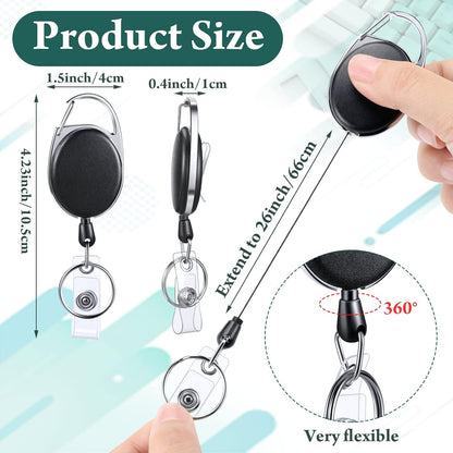 Honoson 50 Pcs Heavy Duty Retractable Badge Reels Batch ID Badge Holder Retractable Clip Bulk Key Holder with Ring for Office Worker Employee, Doctor Nurse Gifts (Bright Color)