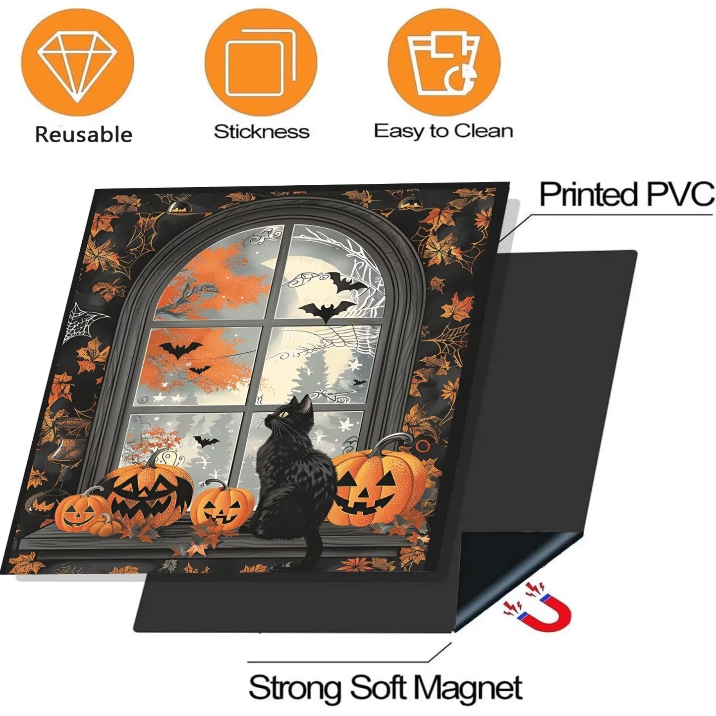 Generic Halloween Dishwasher Magnet Cover, Fall Pumpkins Black Cat Bats Kitchen Decor Refrigerator Magnetic Panel Decals, Autumn Maple Leaves Stickers Home Appliances Holiday Decoration 23x26