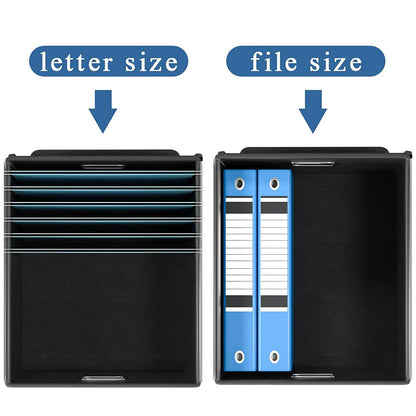 Huolewa File Organizer Box with Lid, Collapsible Faux Leather Hanging File Folder Box Organizer with Plastic Slides, Decorative Home/Office Filing System Boxes for File and Folders Storage