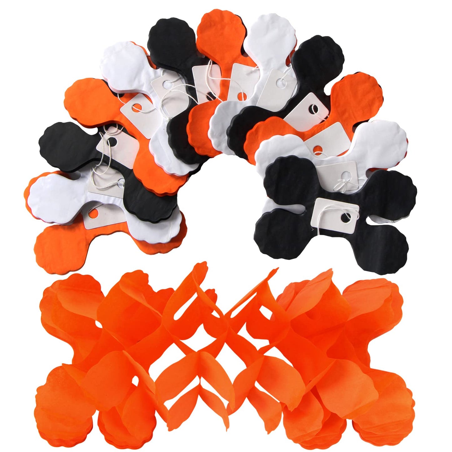 Black-White Orange halloween Party-Decorations Streamers-Garland - 12pcs 4-Leaf Clover Paper Streamer,Graduation Wedding Birthday Bachelorette Baby Bridal Shower Banners Decor Ouruola