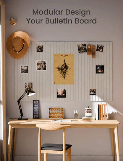 Fluxynara Cork Board Alternative: Large 48" x 36" Felt Bulletin Board Wall Panels with 70 Safe Removable Adhesive Tabs - 12 Pack for Home, Office & Classroom Vision Board - Cold White