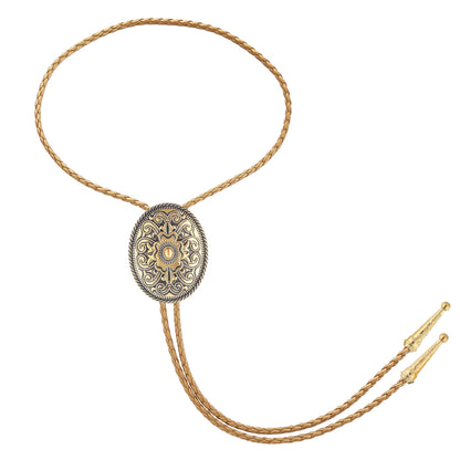 GelConnie Bolo Tie for Women Gold Leather Cord Handmade Floral Bolo Tie For Men Cowboy Necklace Gold Jewelry for Men Western Ties