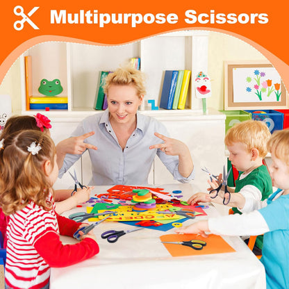 Scissors for Office School Supplies, Hnncugty 8" Scissors All Purpose Bulk Set of 6-Pack, Sharp Shears for Home Craft Sewing Fabric Middle School Student Teacher Supplies, Comfort Right/Left Handed