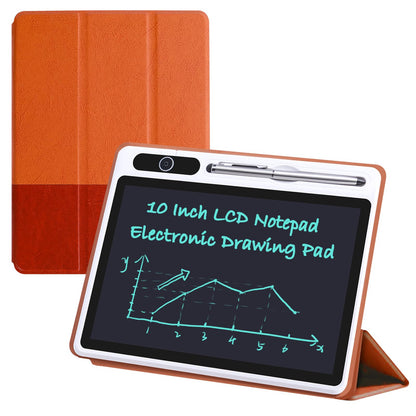 10inch LCD Writing Tablet with PU Protective Cover Electronic Writing Notebook Erasable Drawing Board for Adults at Home Office Work(Brown)